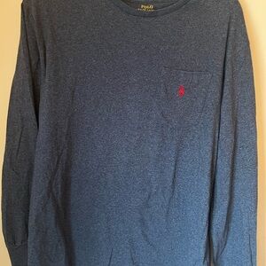 Polo by Ralph Lauren Navy Long-Sleeve Pocket Tee with Red Pony